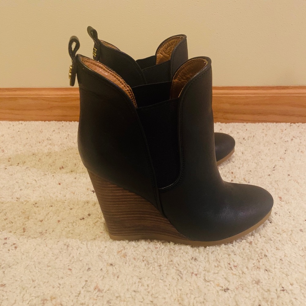 Coach Leather Wedge Bootie